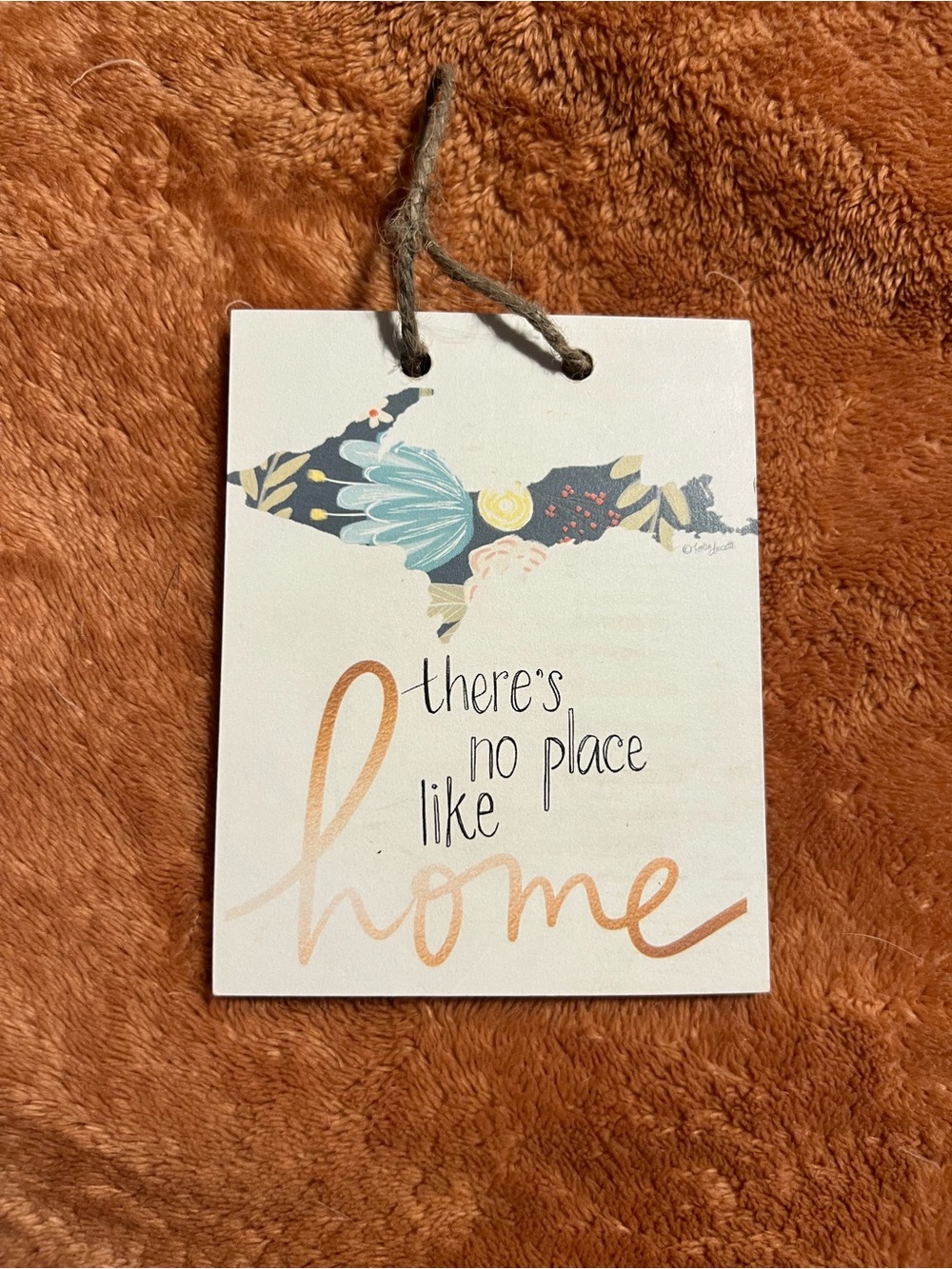 There’s No Place Like Home Floral Michigan Yoop Wall Plaque - Cream & Blue